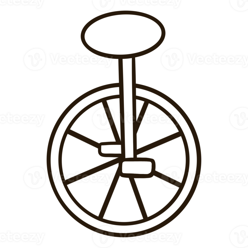 unicycle icon, line drawing, transparent background png