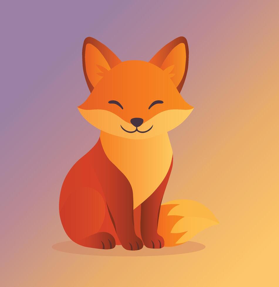 A cartoon fox sitting on a yellow background vector