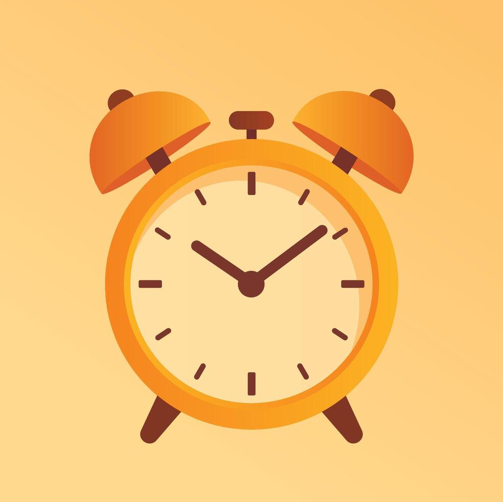 An orange alarm clock on a yellow background vector