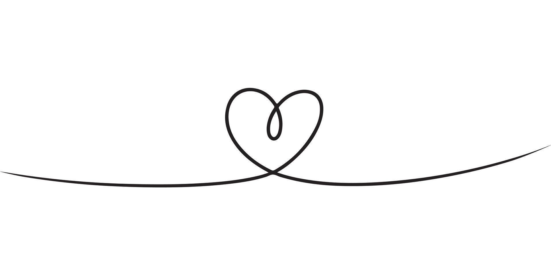 Black Single Line Heart Shape Drawing Minimalist Design vector
