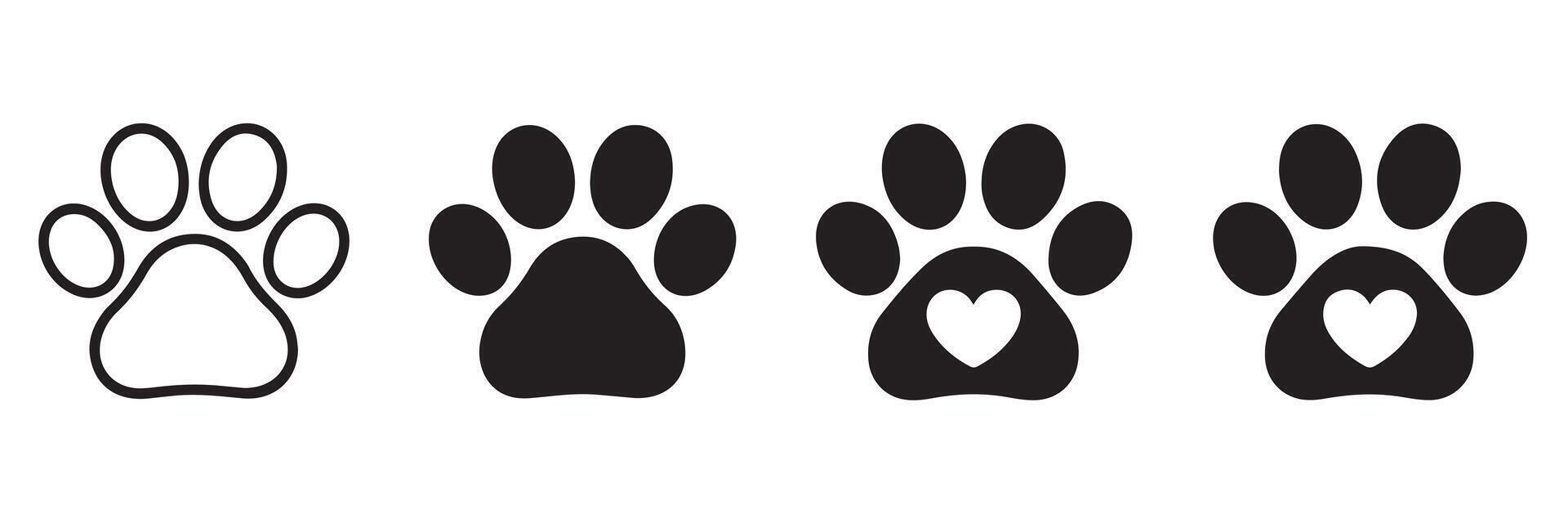 Four paw prints with different sizes and shapes vector