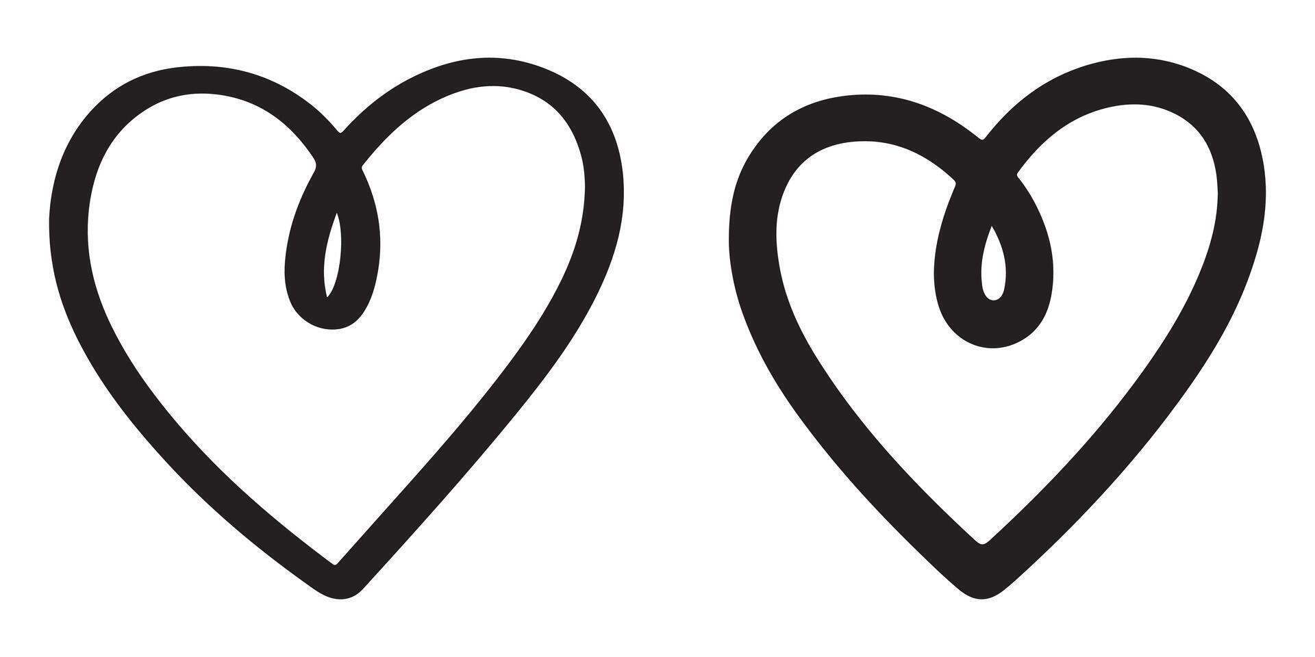 Two Black Intertwined Heart Shapes Simple Line Art vector