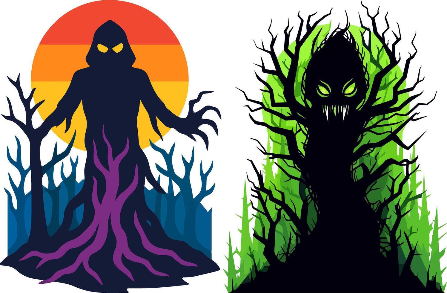 Ethereal ghostly entity emerges from an enchanted mystical forest in magical surroundings vector