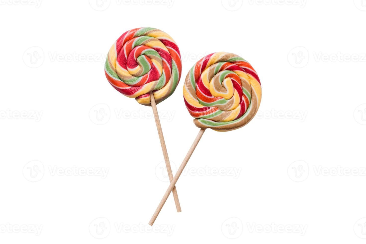 Set colorful lollipops on colored background. Summer concept. Party Happy Birthday or Minimalist Concept photo