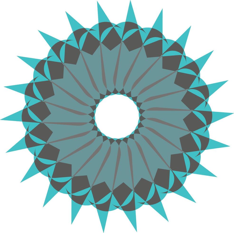 Teal and gray geometric mandala design for print vector