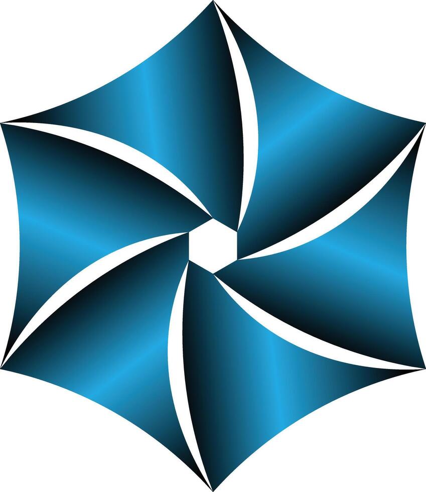 Abstract blue hexagonal swirl graphic design element vector