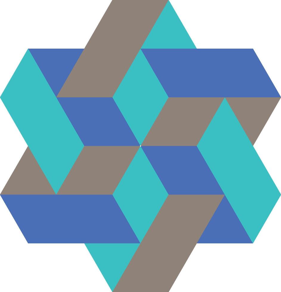 a blue and gray hexagon with a star in the middle vector