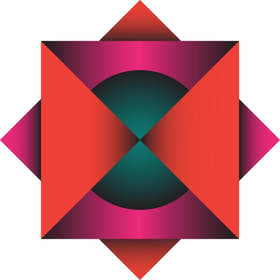 Abstract geometric design in red and teal vector