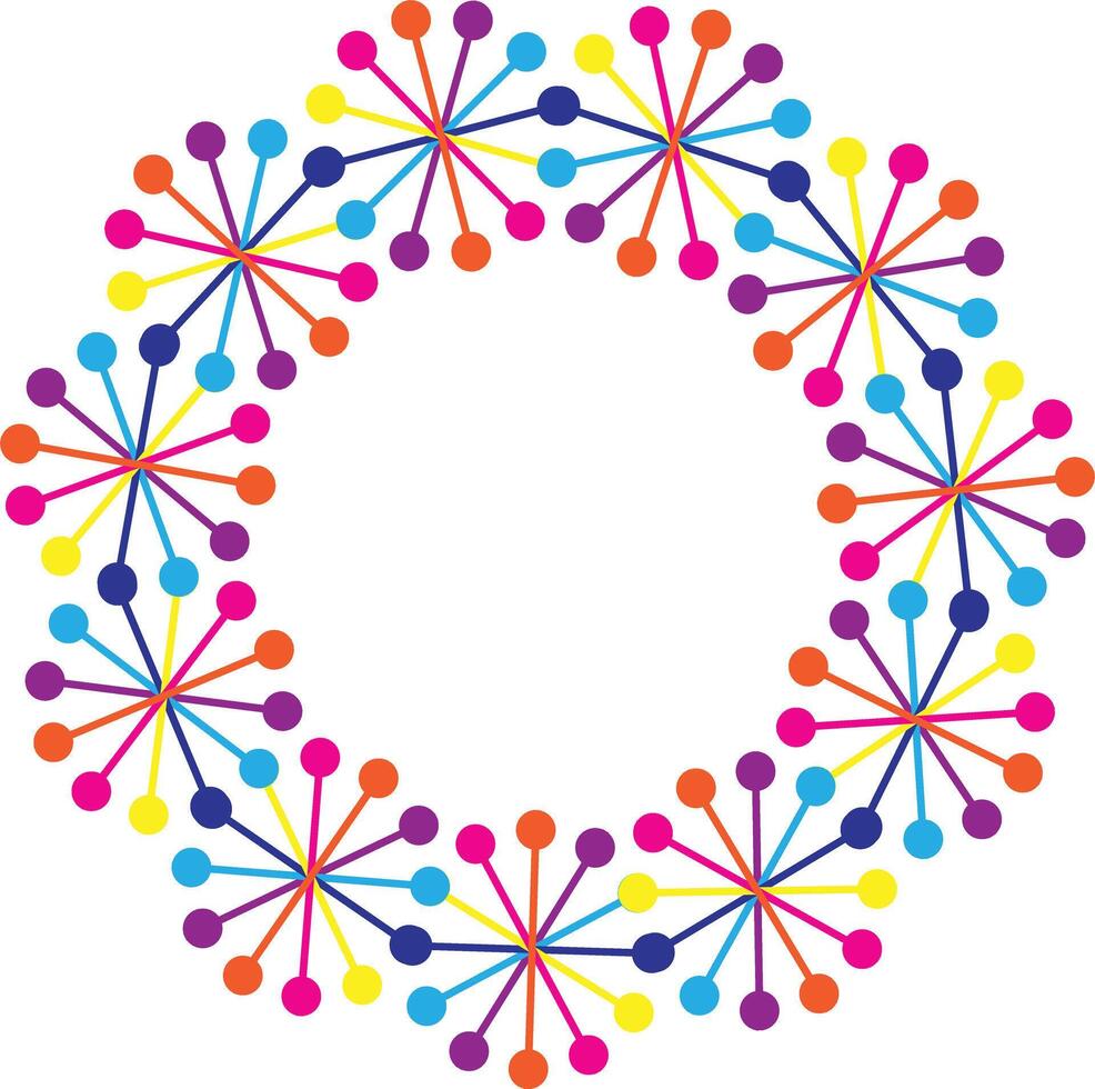 a colorful circle with many dots on it vector