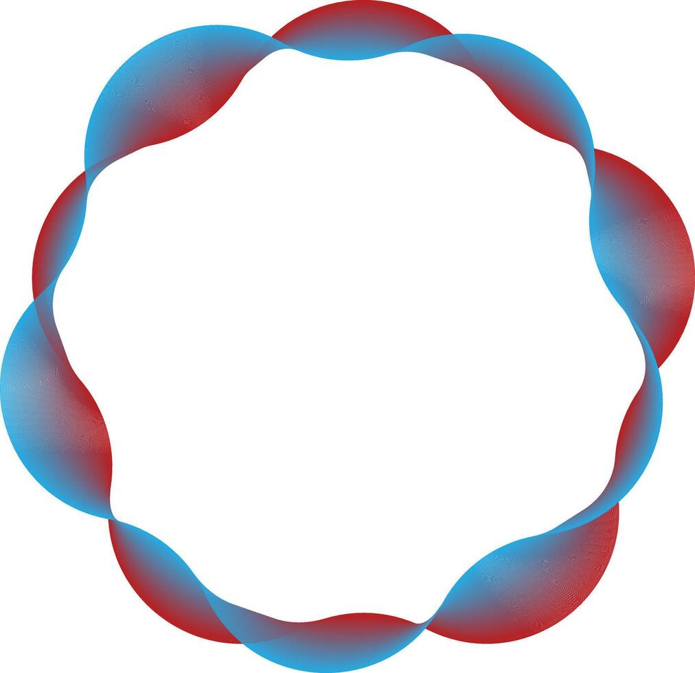 Abstract red and blue wave circle frame design vector