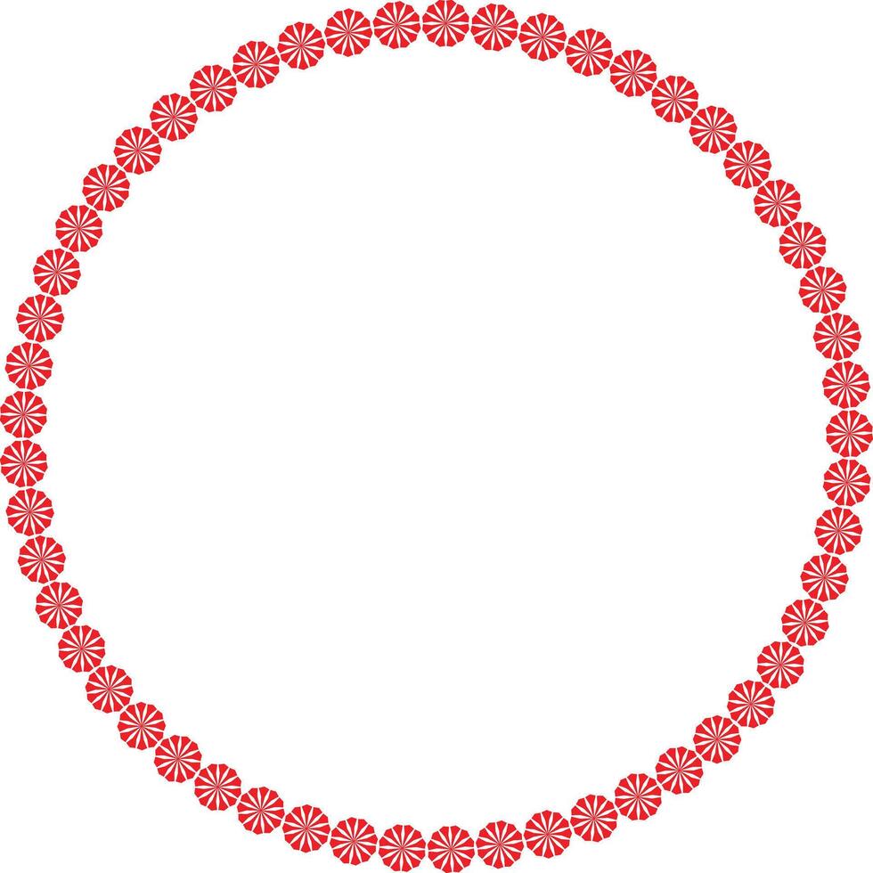 Circular red flower frame design element vector