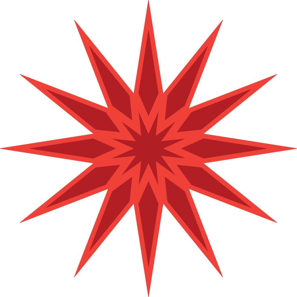 Abstract sixteen pointed starburst red design vector