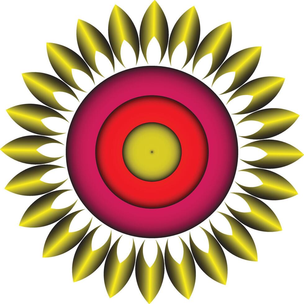 Golden petals circular mandala abstract design vector