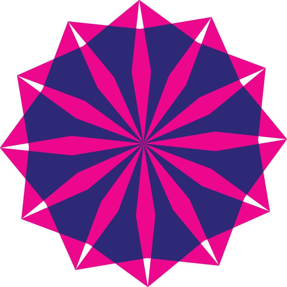 Pink and blue geometric starburst abstract design vector