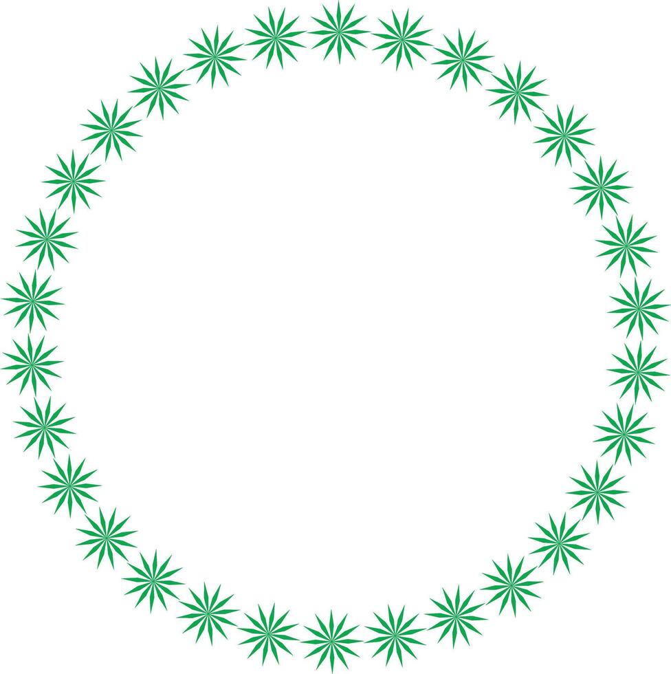Circular green floral frame design element for decoration vector