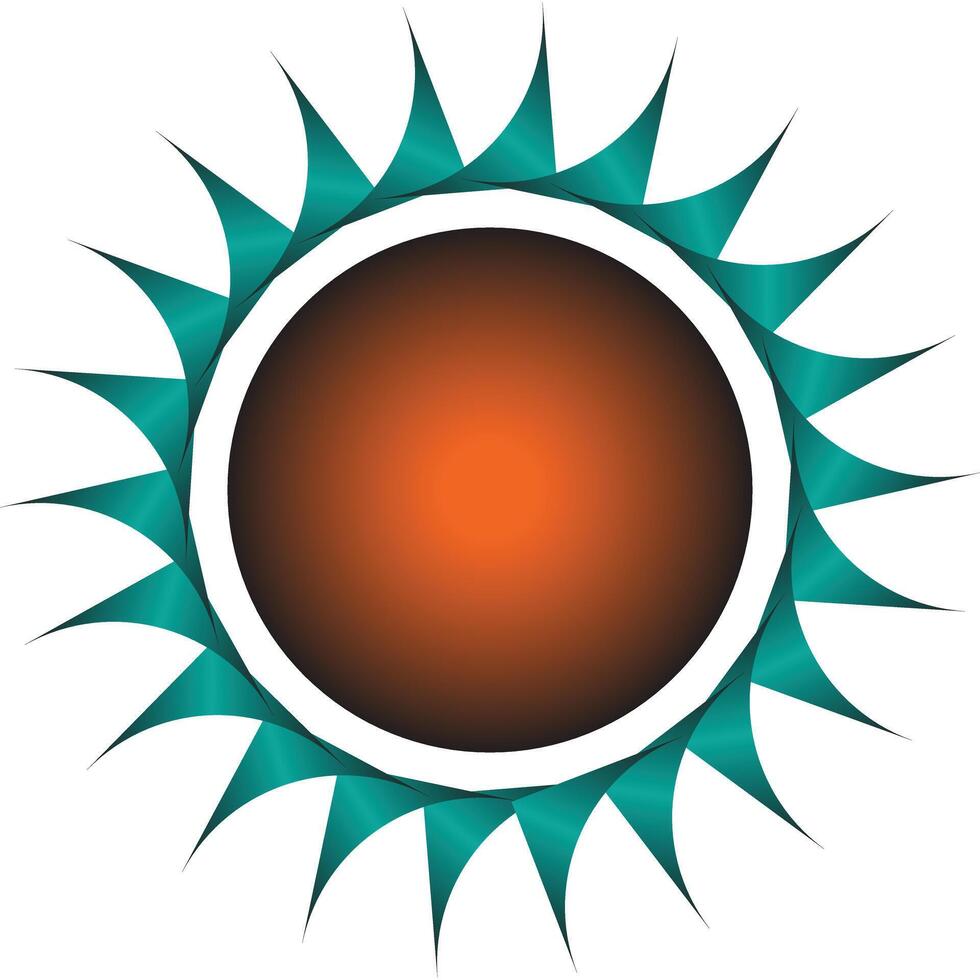 Abstract orange sunburst teal graphic design vector