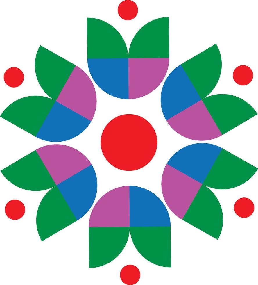 Vibrant geometric floral design in colorful abstract style vector