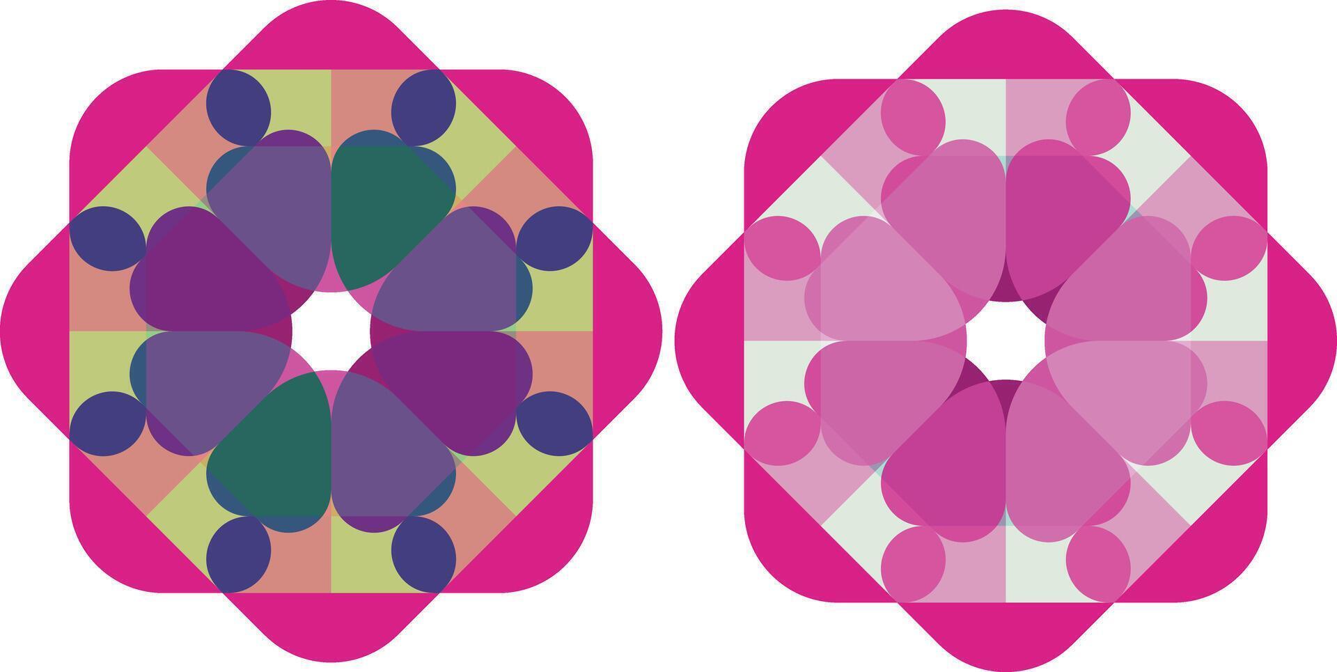 Pink and purple abstract geometric floral designs vector