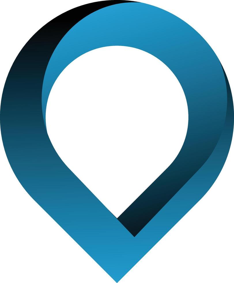 Abstract 3d location pin design in blue and black vector