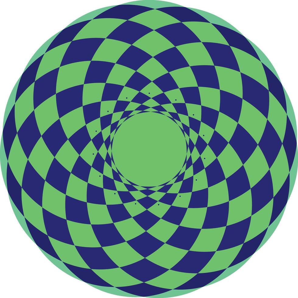 Abstract green blue checkered sphere design vector