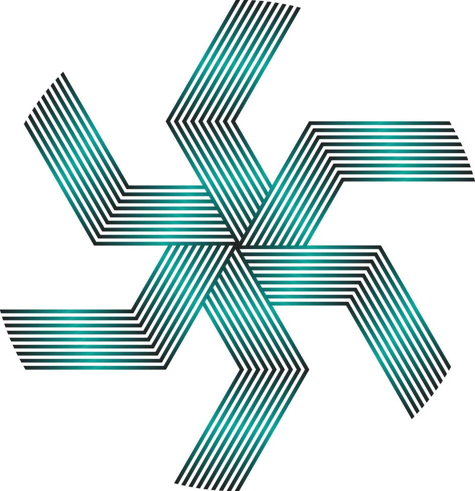 Teal and black striped starburst abstract design vector