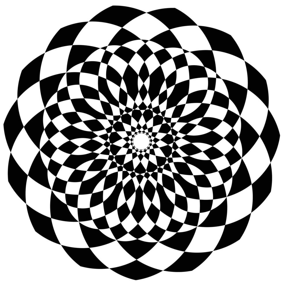 Black and white checkered mandala design vector