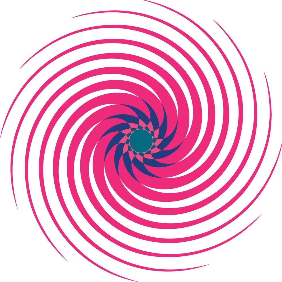 Vibrant pink and blue swirl pattern with central geometric element vector