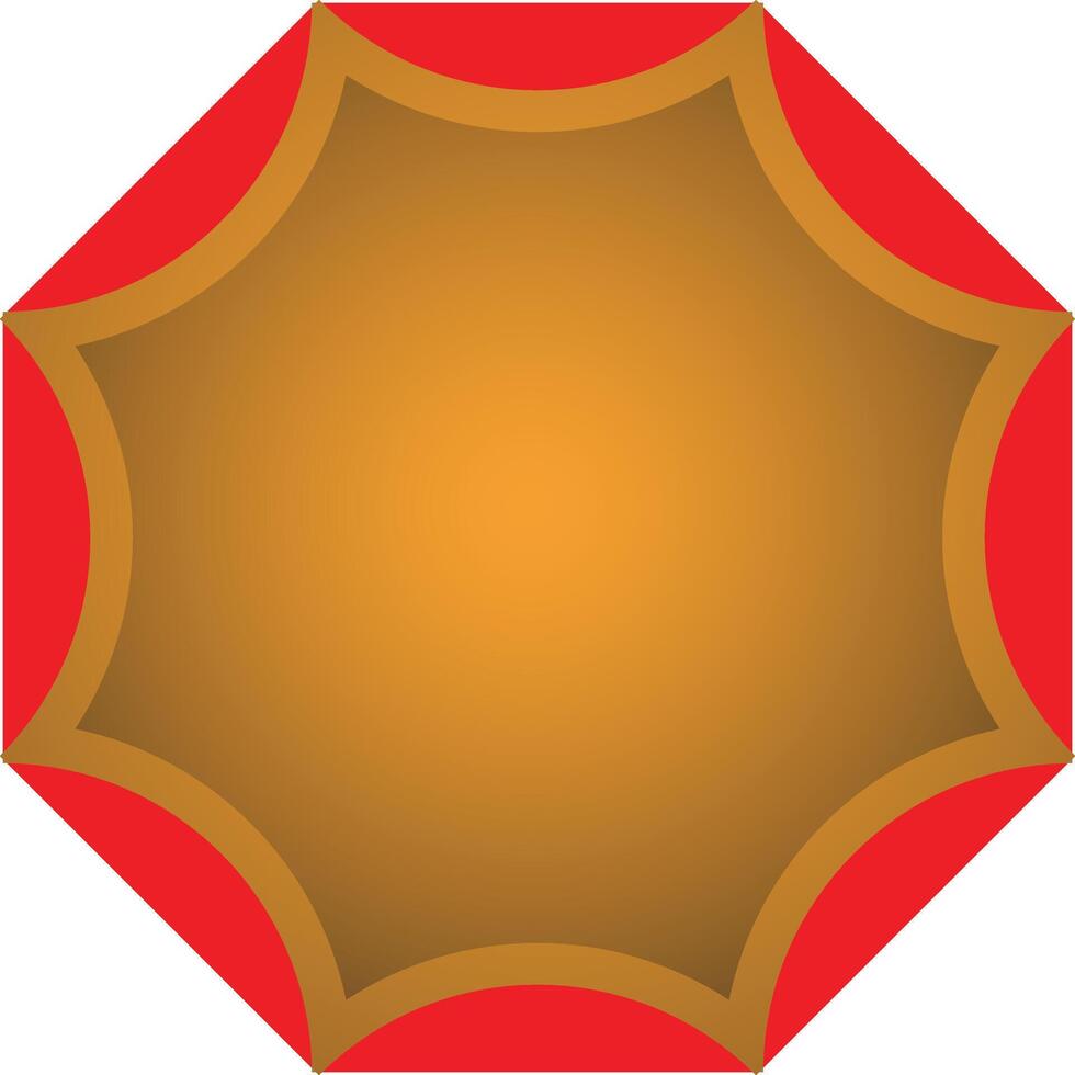 Octagonal red and gold umbrella design vector