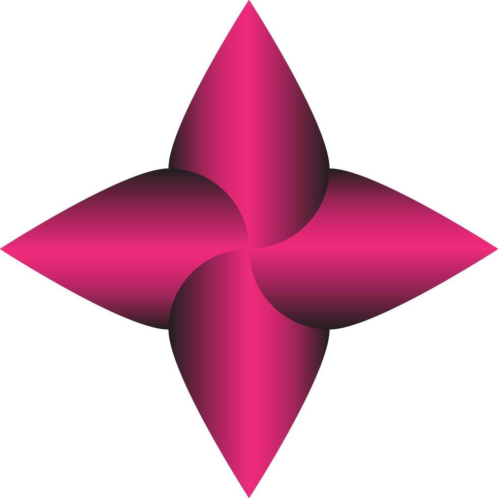 Pink four petal swirl abstract design vector