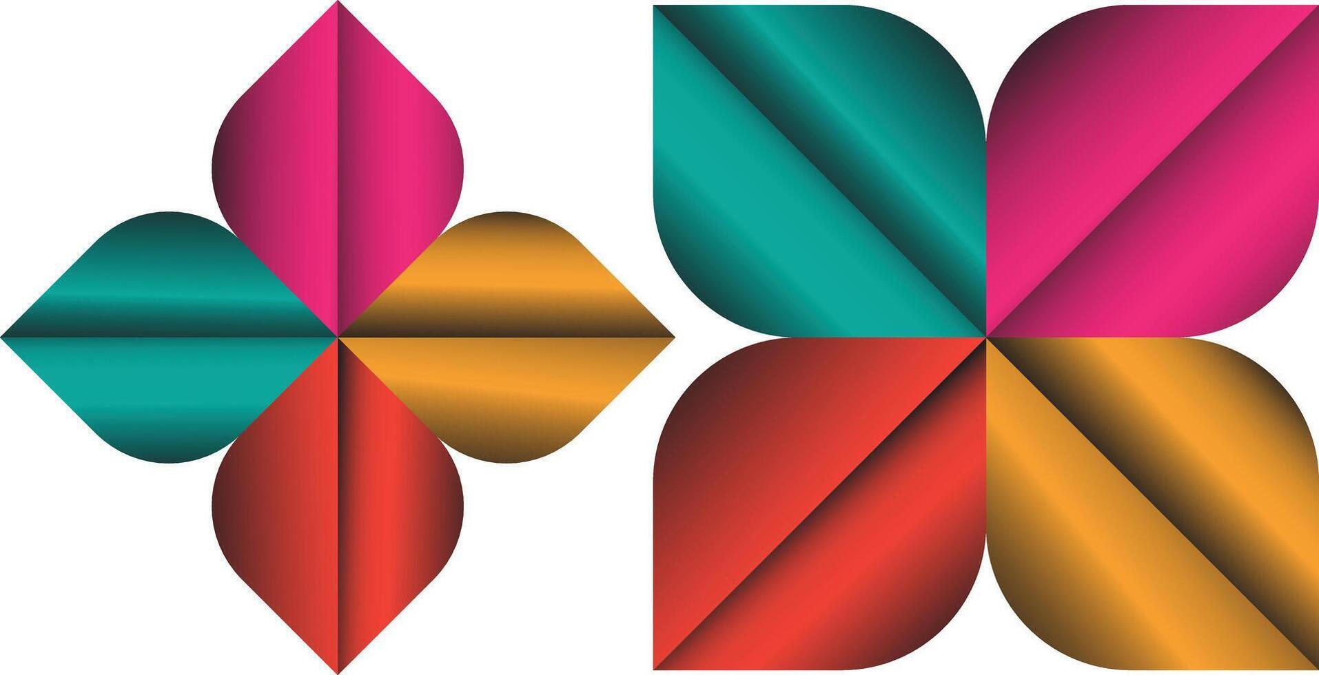 Colorful geometric flower designs abstract art vector