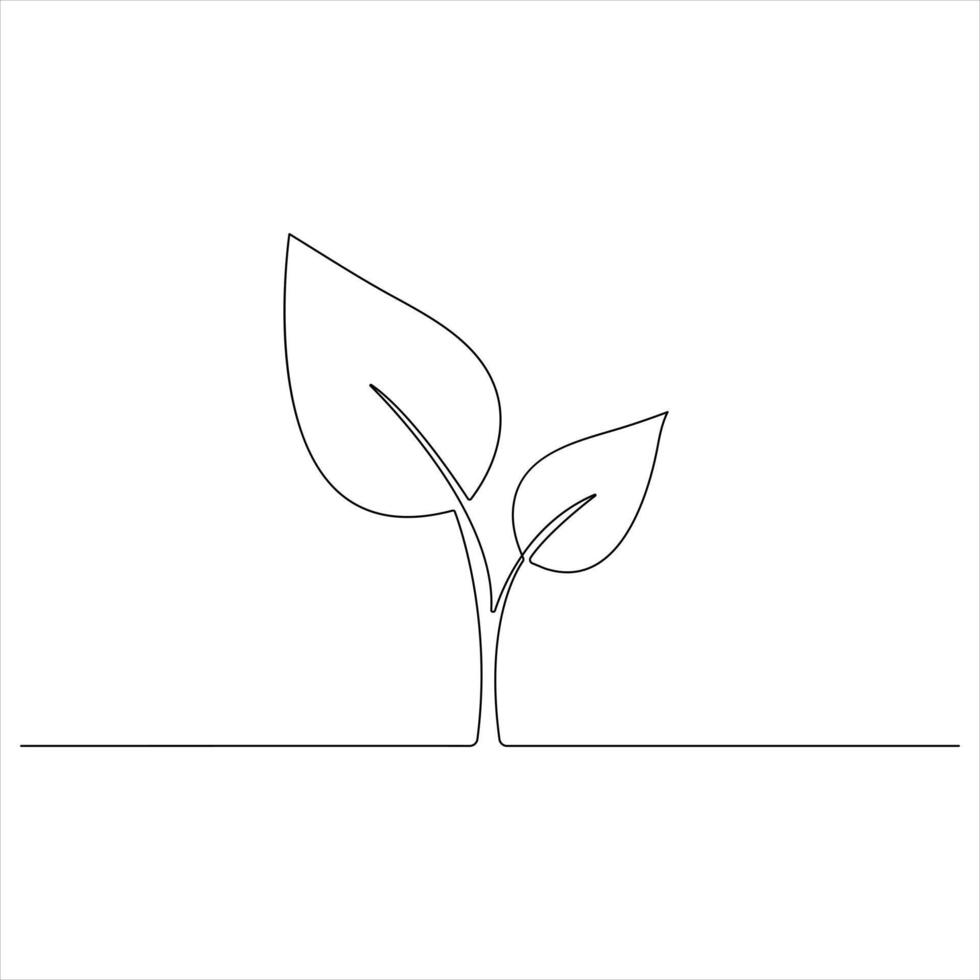 Continuous line drawing of Natural Organic Plant minimalist Botanical line art illustration vector