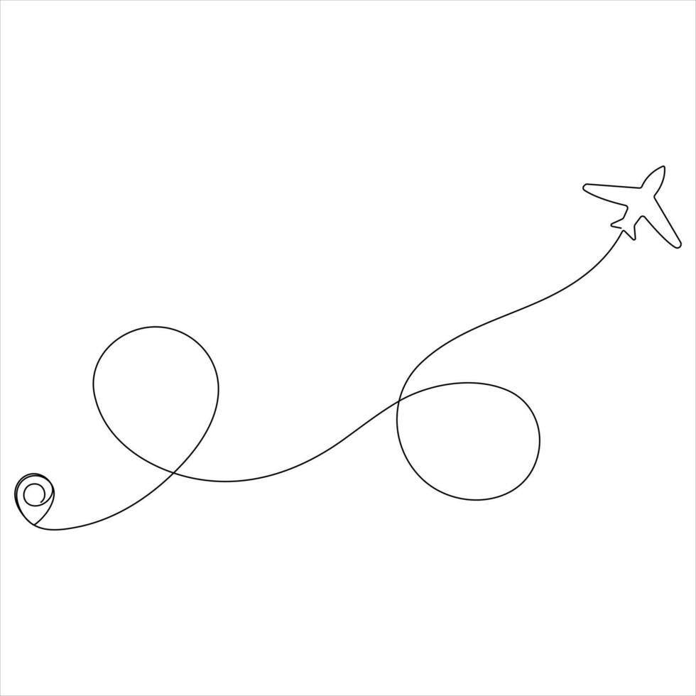 Continuous one line art drawing of flying up airplane path Concept of world travel and international flight vector