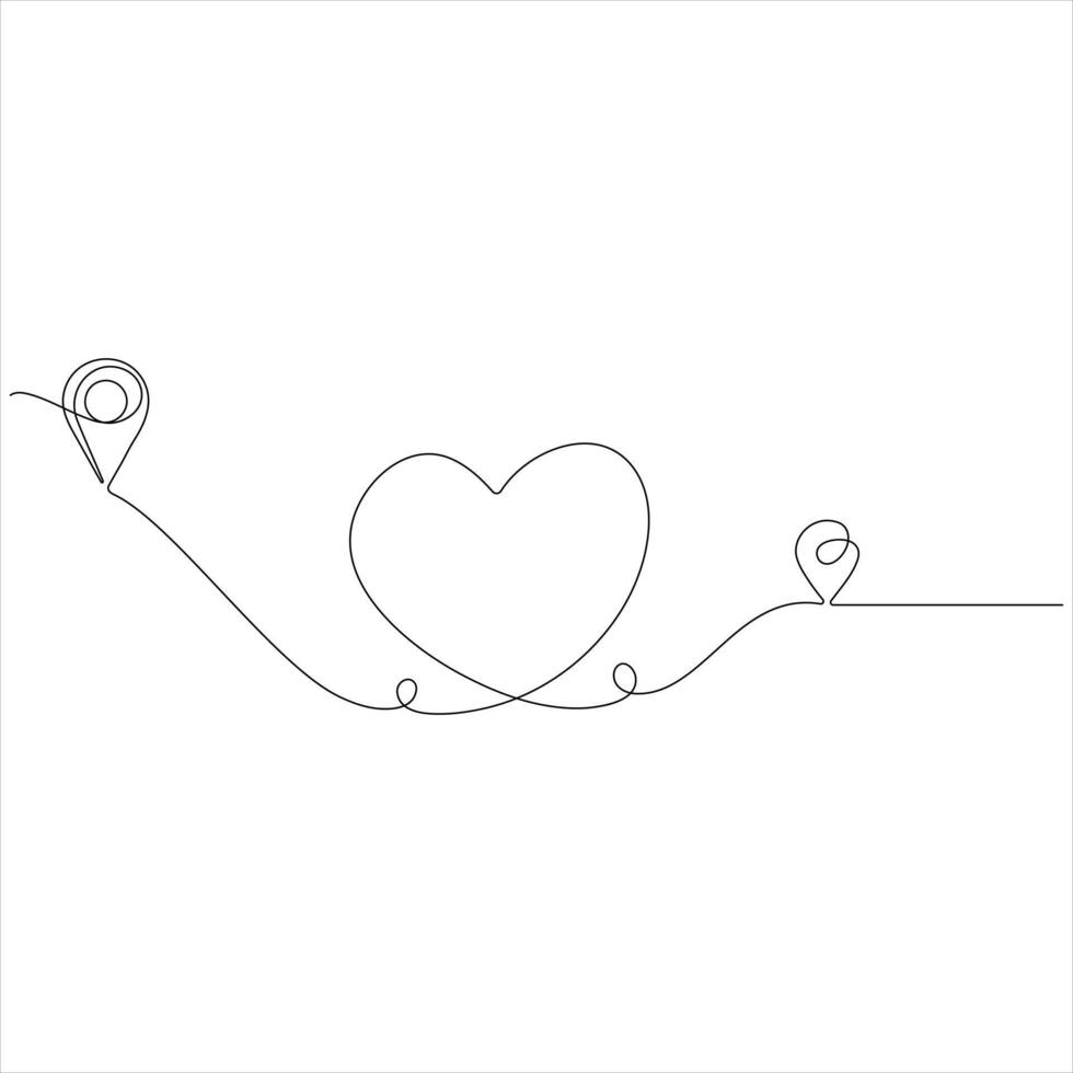 Single continuous line drawing of route Location pointers Travel concept illustration vector