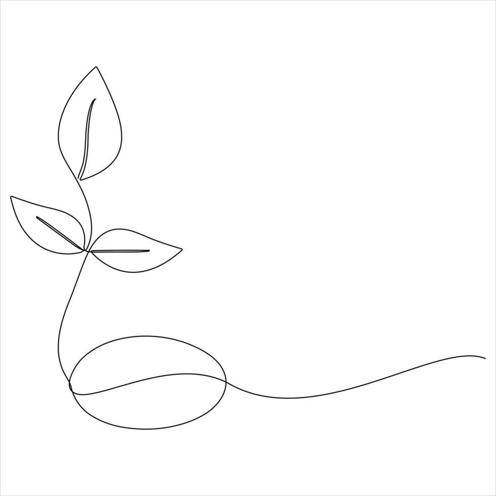 One continuous line drawing of Natural Organic Plant minimalist Botanical line art illustration vector