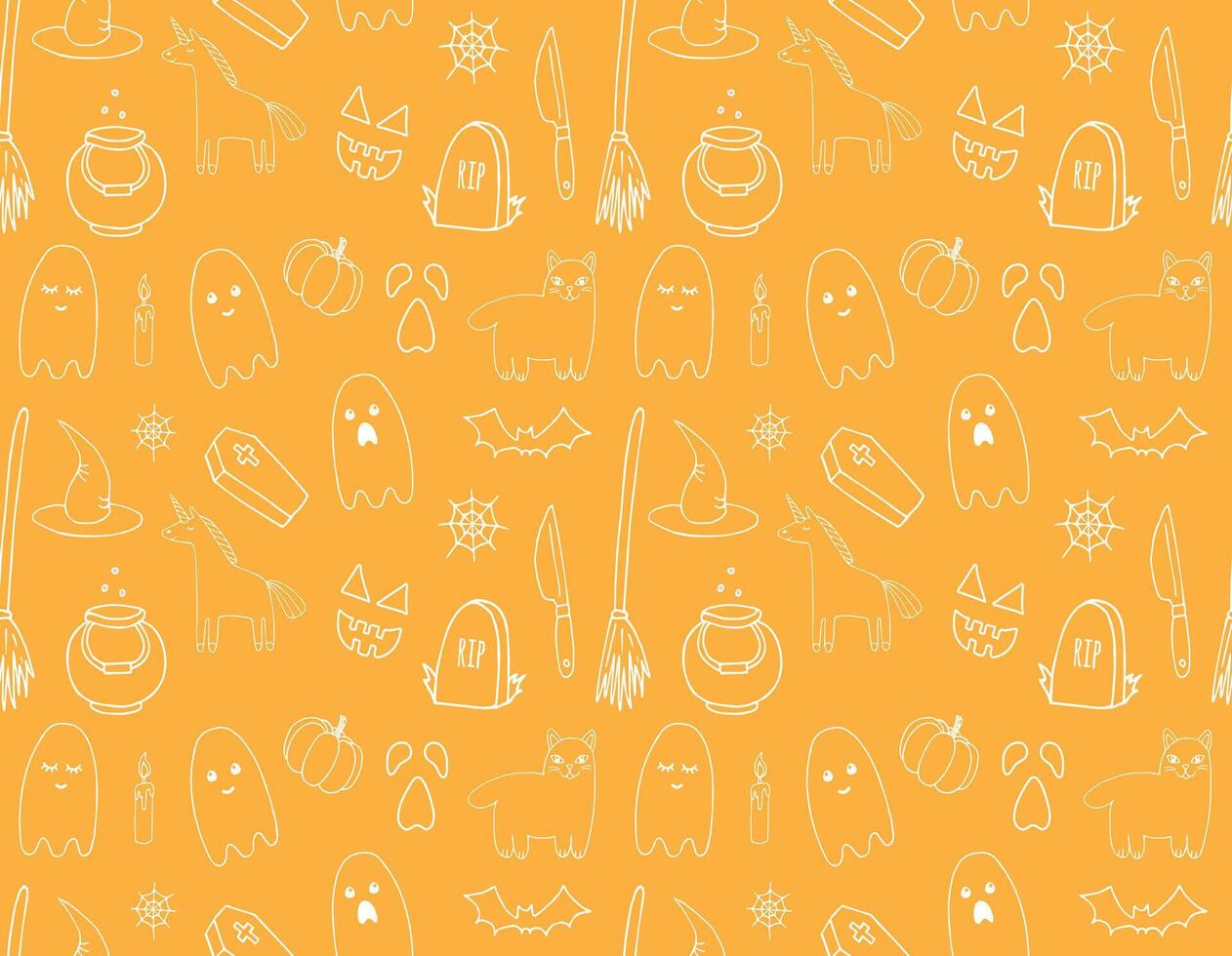 Seamless pattern of hand drawn doodle sketch Halloween elements isolated on backgrounds vector