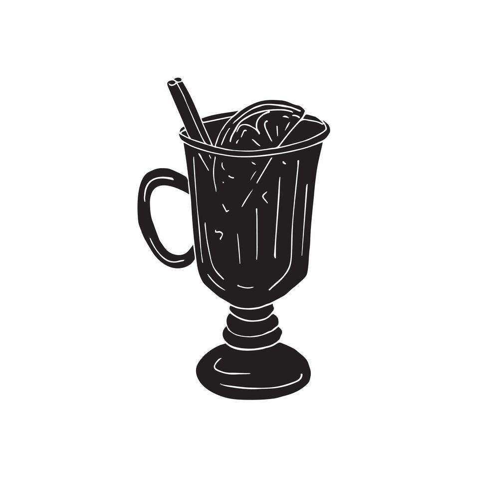 Hand drawn doodle sketch mulled wine glass vector