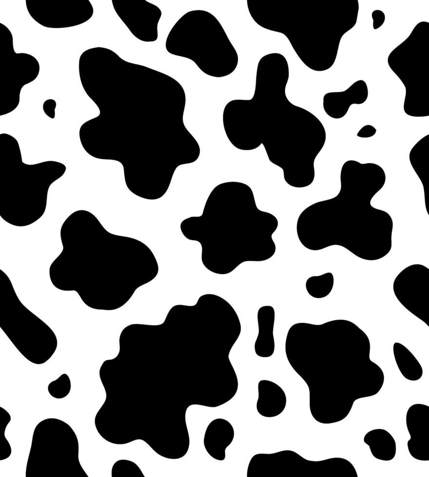 Seamless pattern of black cow fur print isolated on white vector