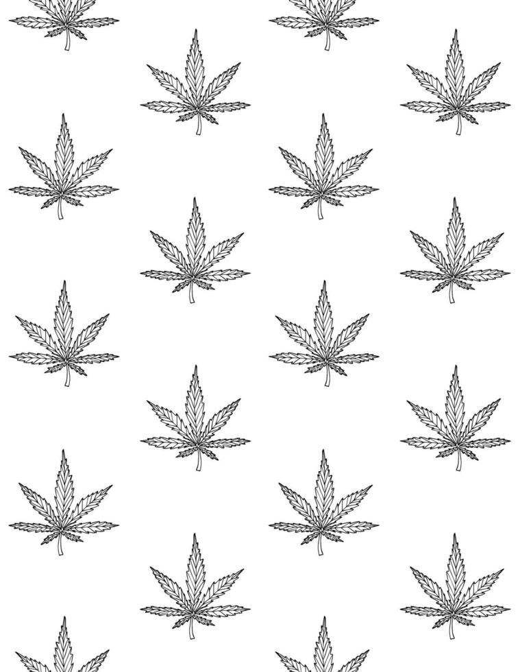 Seamless pattern of hemp cannabis isolated on white background vector
