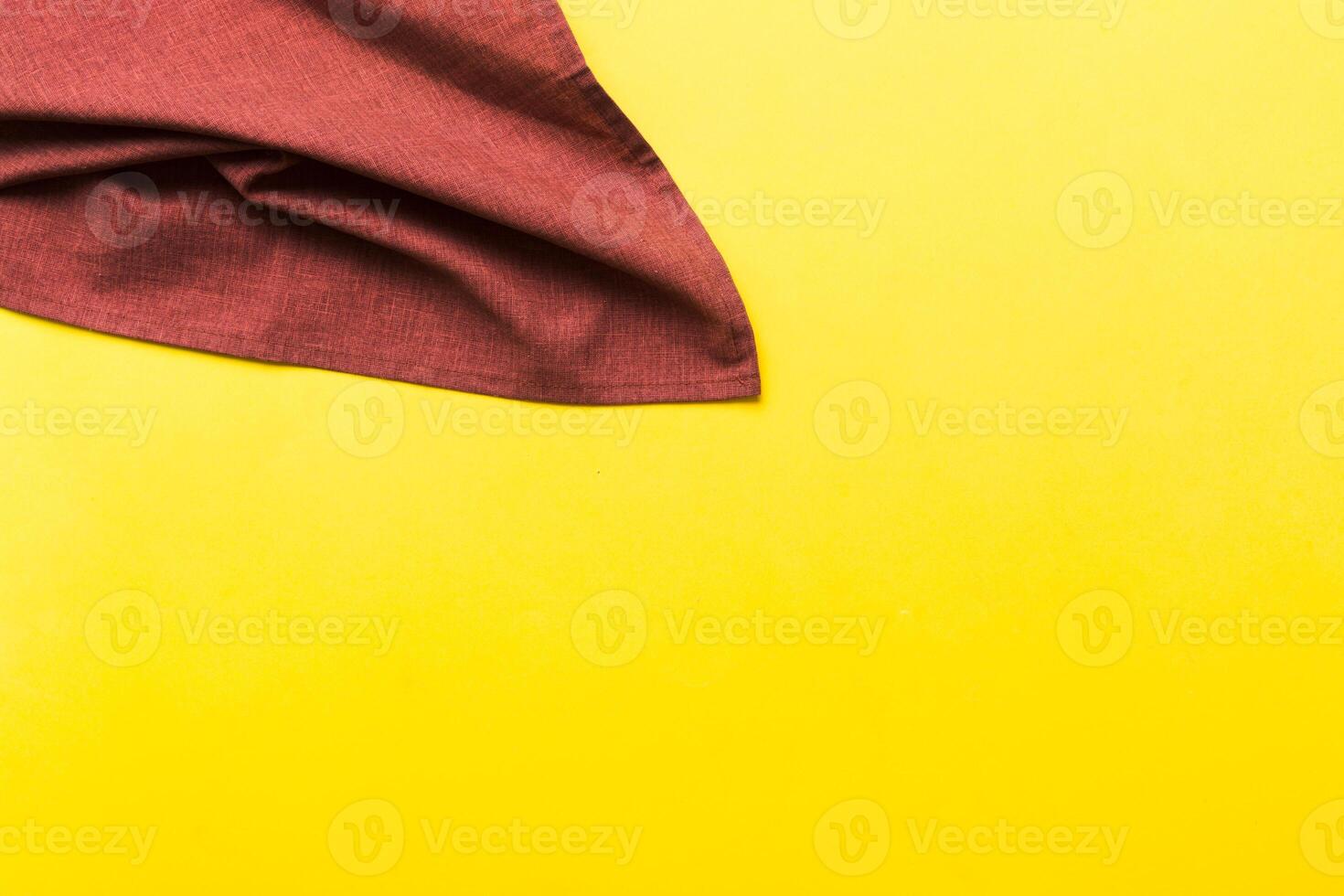 top view red empty kitchen napkin isolated on table background photo