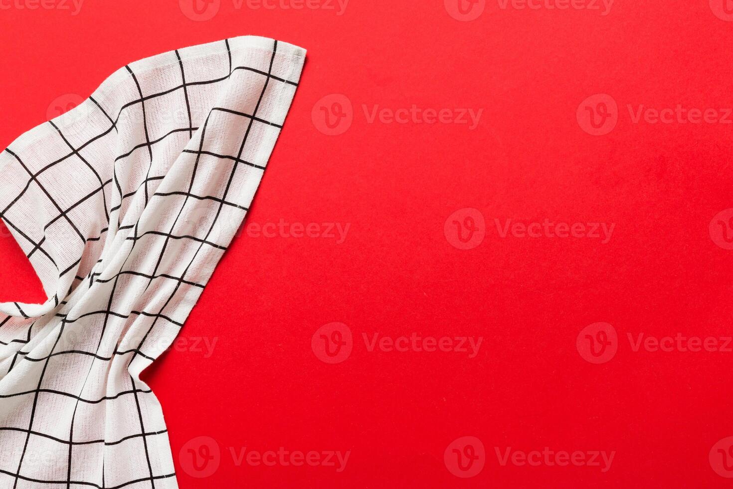 top view white empty kitchen napkin isolated on table background. photo
