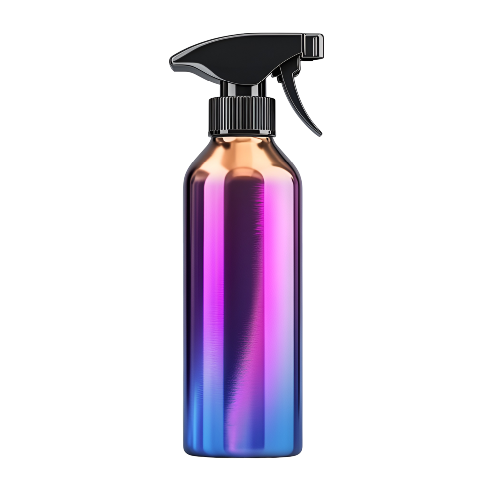 Transparent Spray Bottle Filled with Purple and Blue Liquid on Transparent Background png