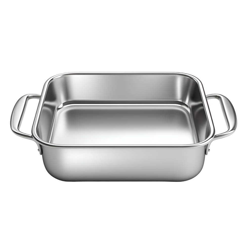 Empty Silver Metal Bowl for Kitchen Use on Transparent Background png