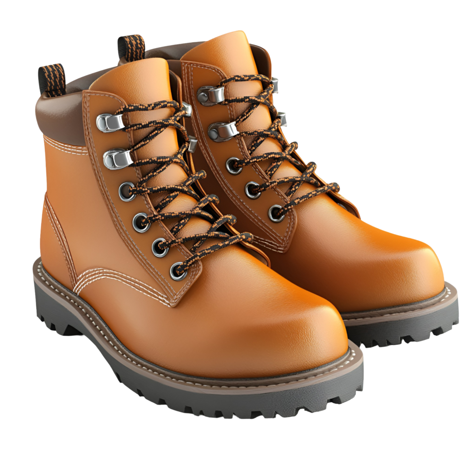 Bright Orange Footwear Pair Standing Upright on Transparent Background png