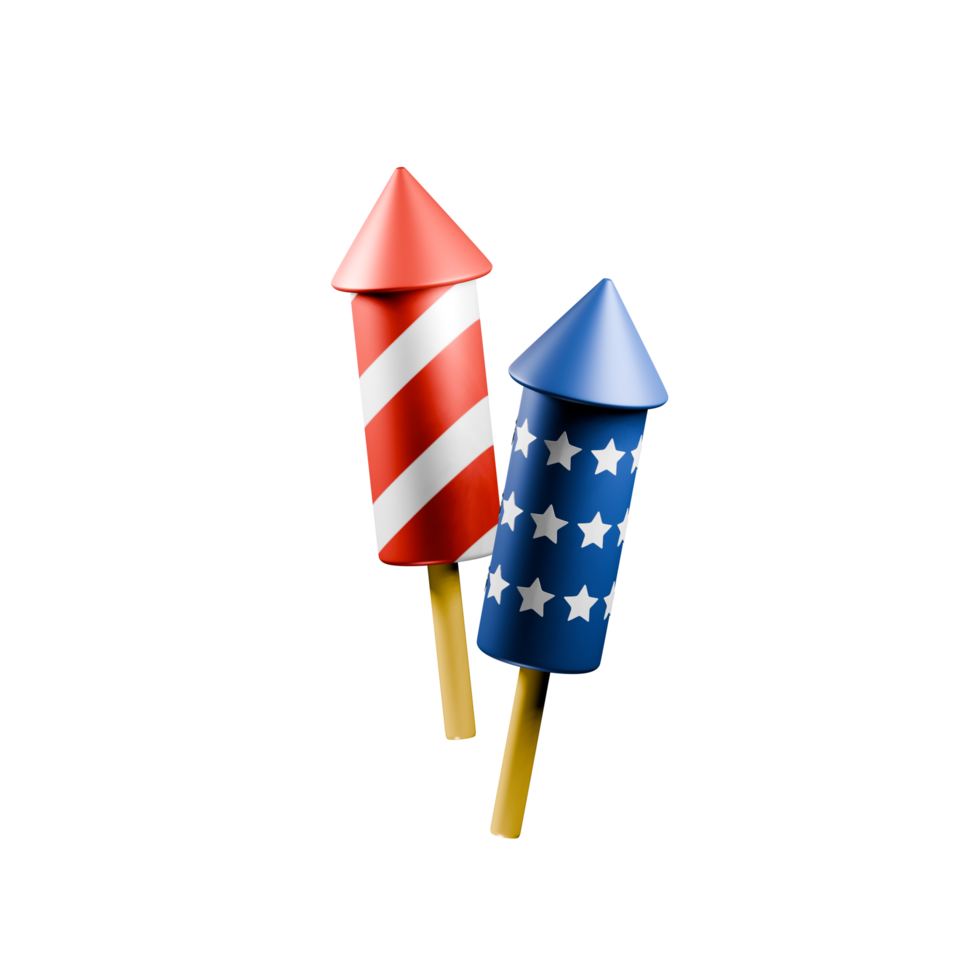 3D illustration of firecracker with American flag. US Independence Day. Firecracker. Symbol of patriotism. Isolated background. png