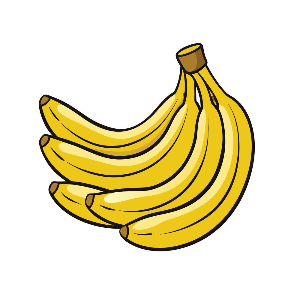 Cartoon Banana Bunch Illustration Healthy Eating, Tropical Fruit, Graphic vector
