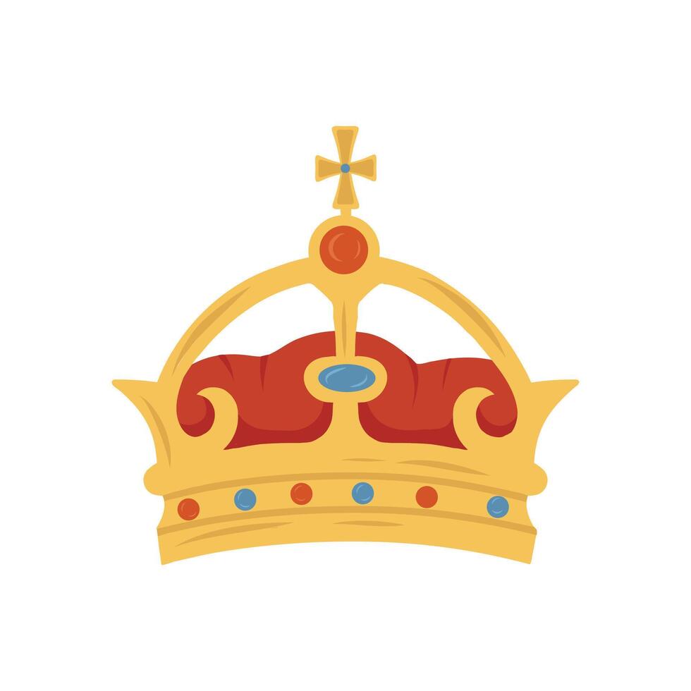 crown - golden royal ornaments, symbol of the king, queen and princess, illustration - a sign of the power of the crowned prince, a set of crown jewels isolated on a white background vector