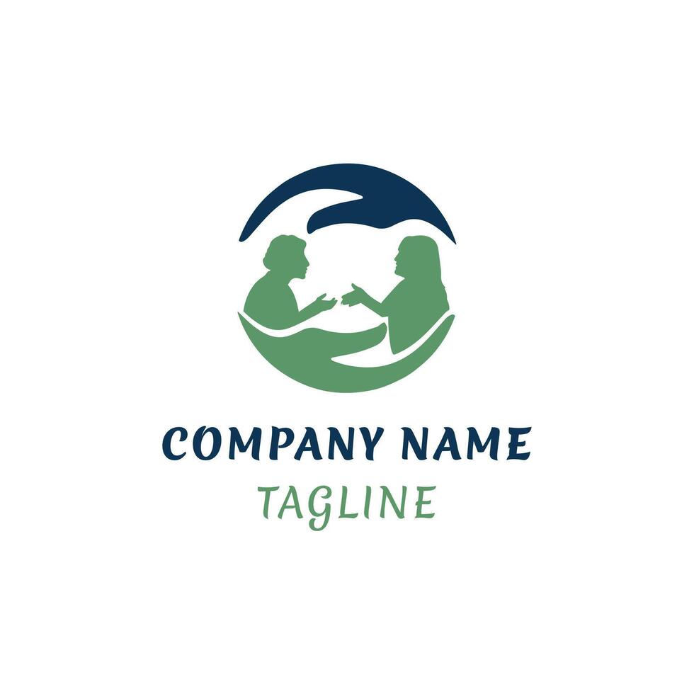 Logo depicting care and support for the elderly vector