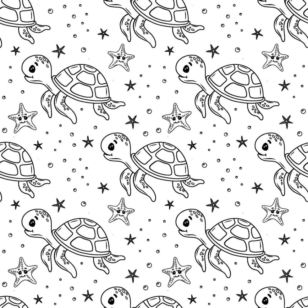Seamless pattern with sea turtles on a light background. pattern with marine life. vector