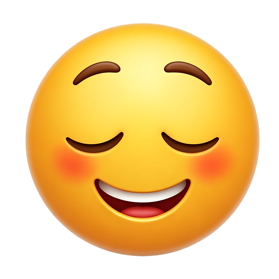 Smiling Emoji with Closed Eyes, Happy Face with Transparent Background, Isolated 3D Render of Joyful Expression, Digital Graphic Resource, Perfect for Design Projects. png