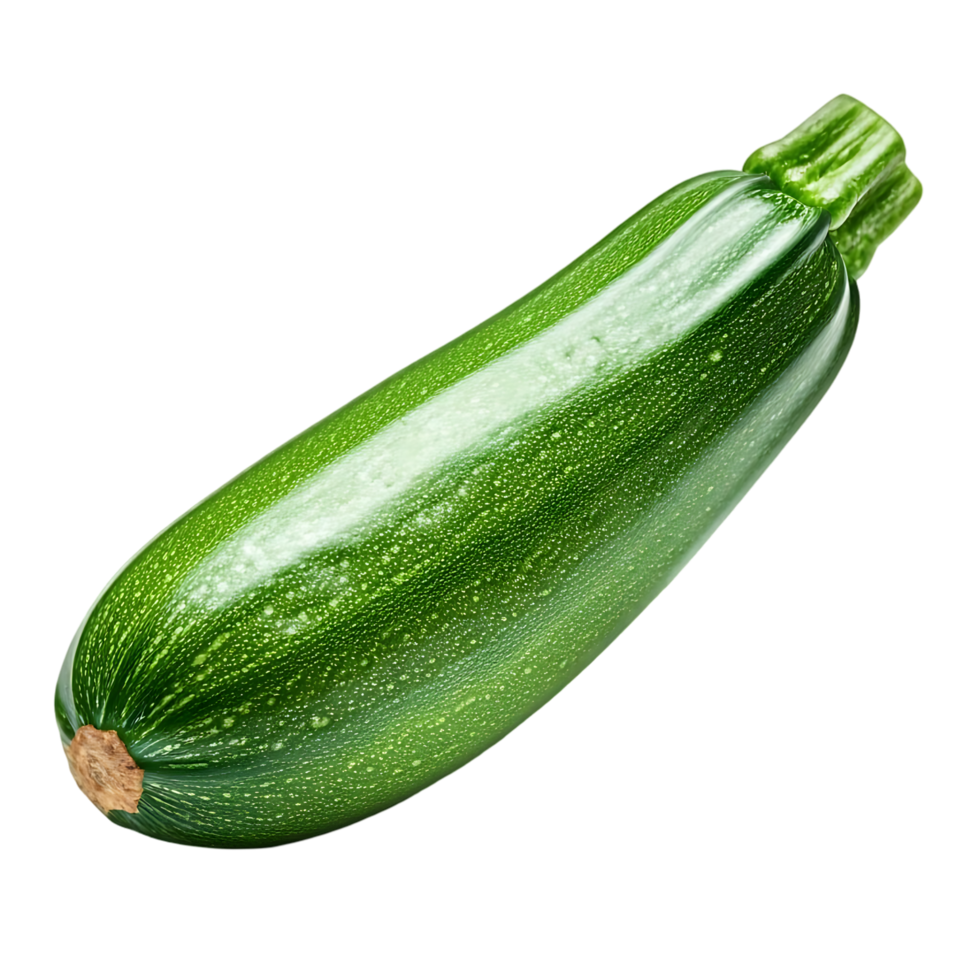 Isolated fresh green zucchini with a transparent background provides a clean studio shot png
